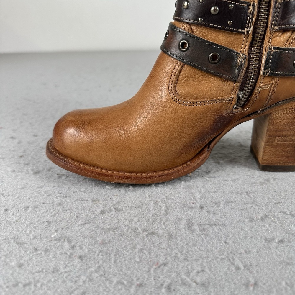 Freebird By Steven Blaine Slouch Ankle Boots Buckle Heel Brown Women's 7 - Picture 4 of 16